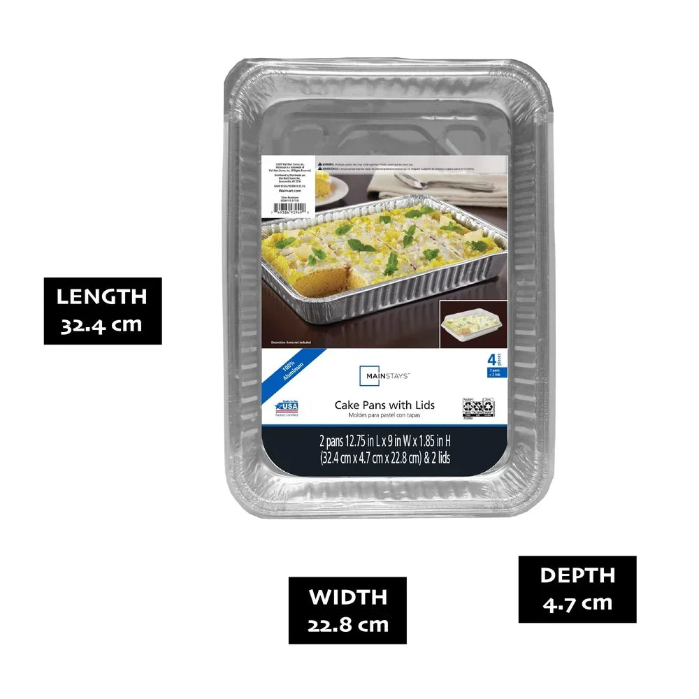 3-Pack Disposable Aluminum Foil Cake Pans with Lids