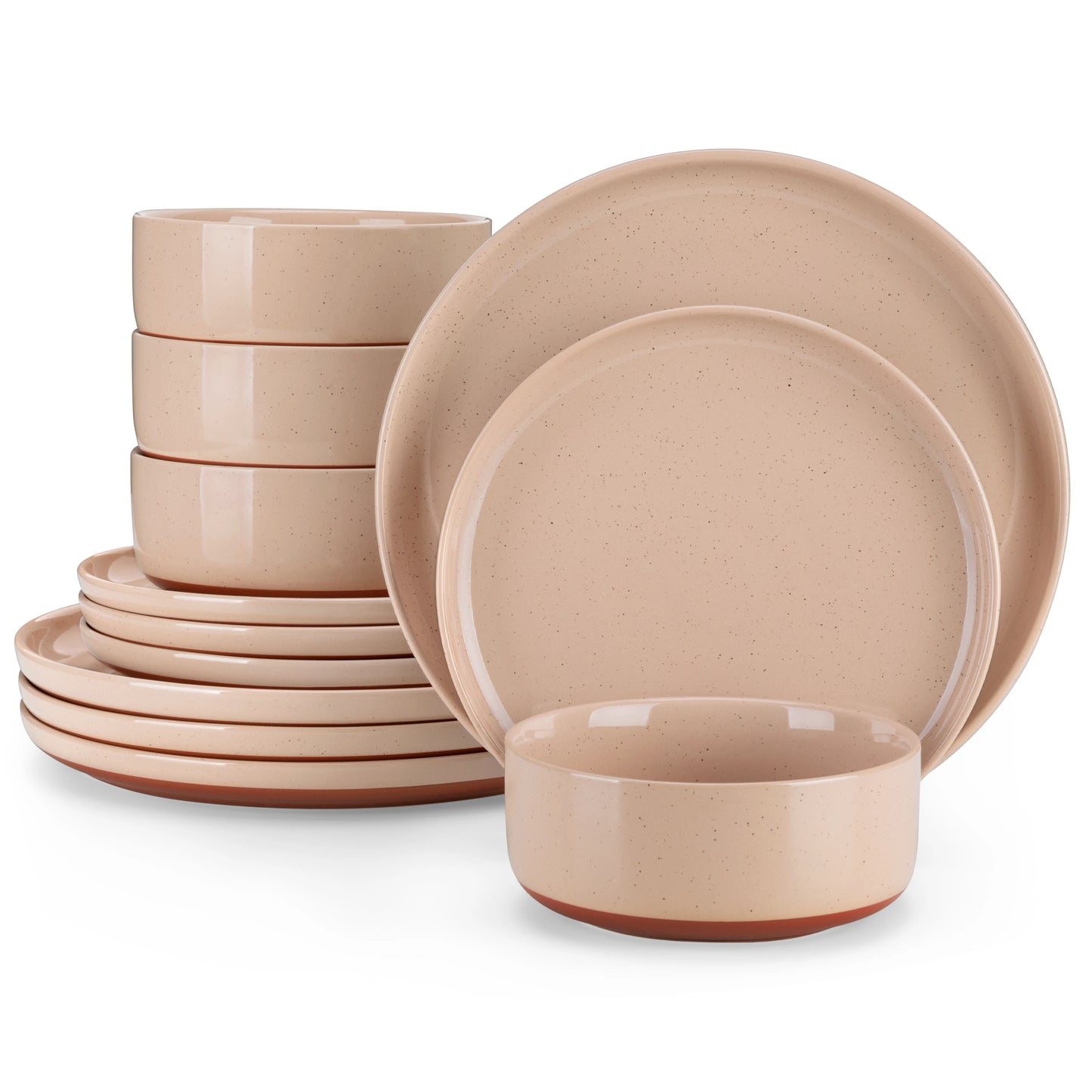 12/24-Piece Elegant Dinnerware Set - Stoneware Plates & Bowls