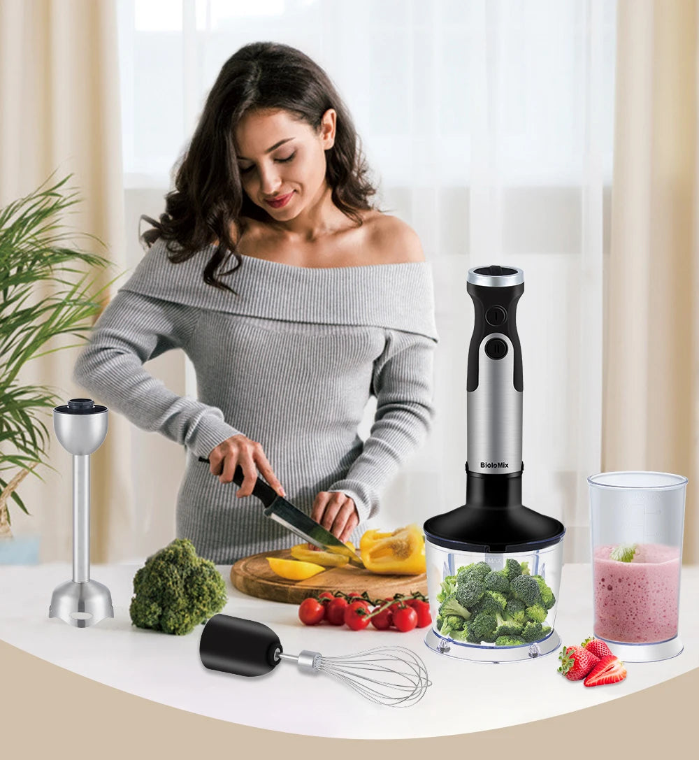 5-in-1 Immersion Blender: Powerful 1200W Hand Blender with Chopper & Whisk