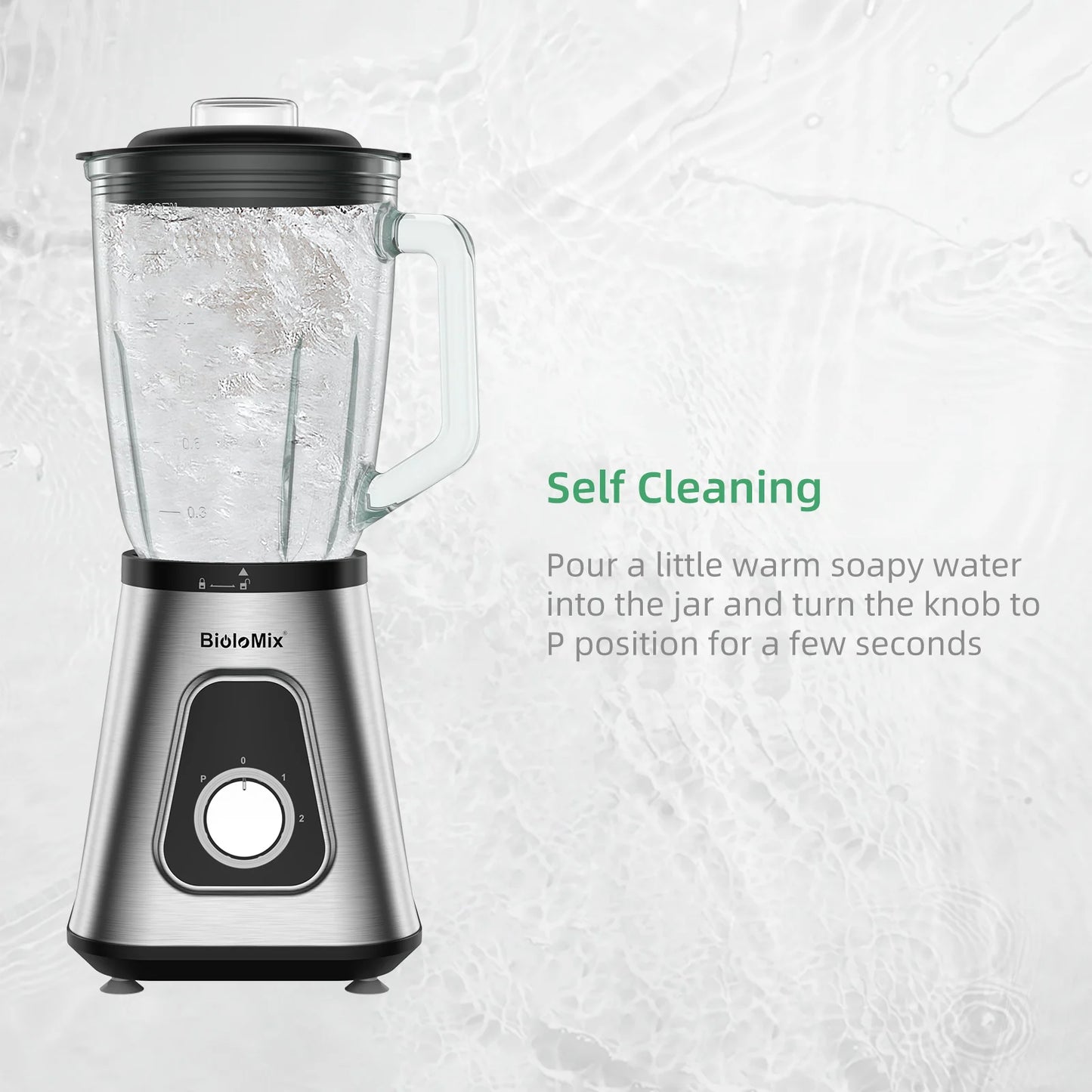 BioloMix Powerhouse 1300W Blender: 2-in-1 Smoothie Maker with Glass Jar