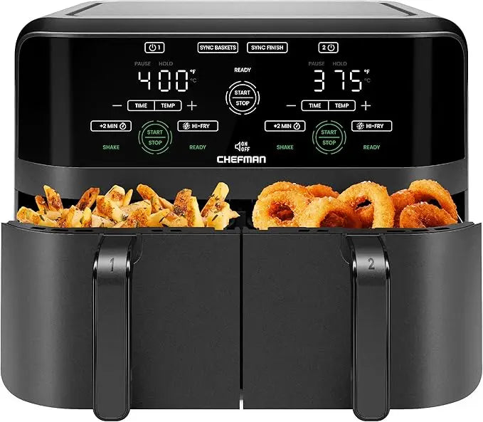 Dual Basket Air Fryer - 6 Quart Capacity, Extra Crispy Finish
