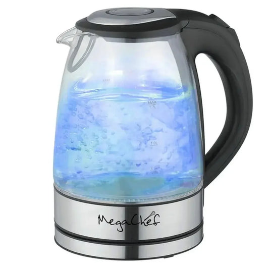 MegaChef Illumina 1.7L Glass Electric Kettle with Blue LED