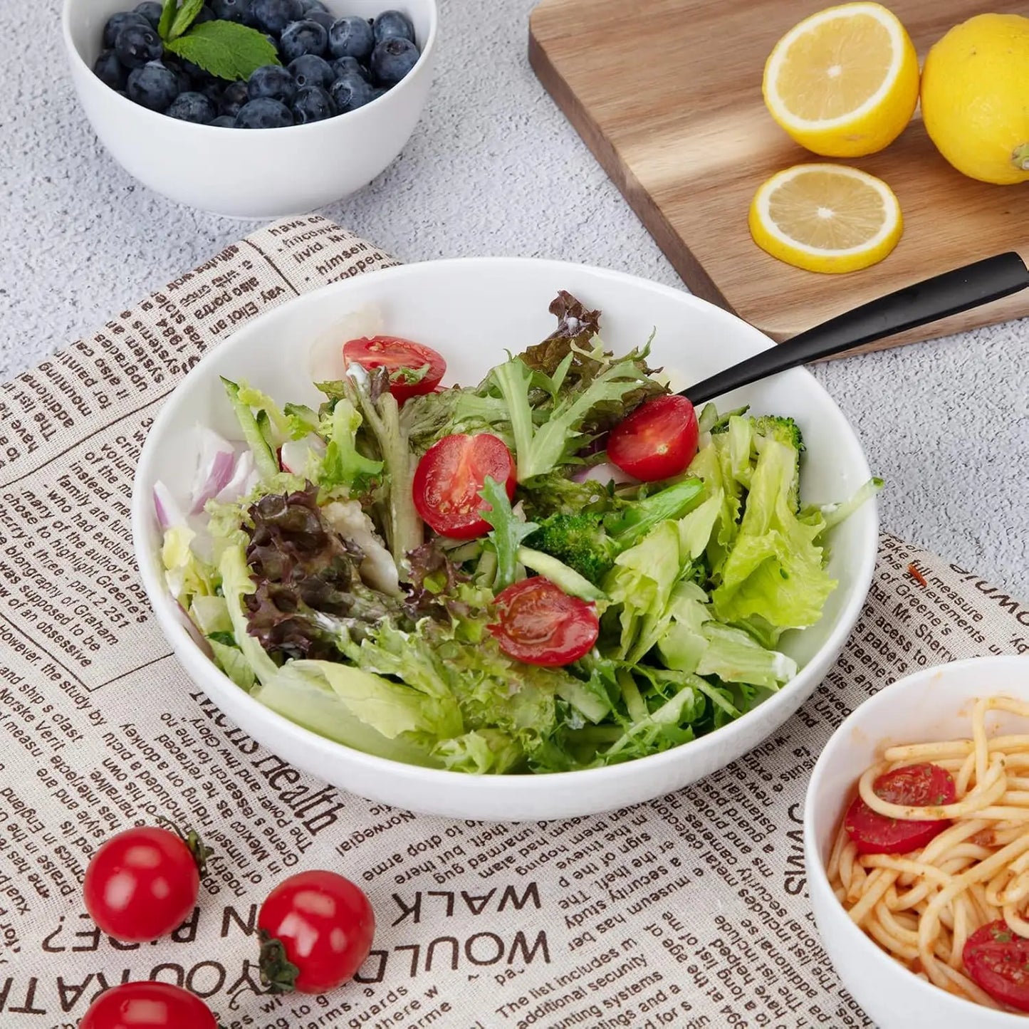 6-Pack 22oz Porcelain Pasta Bowls - Elegant White Ceramic Dinnerware Set