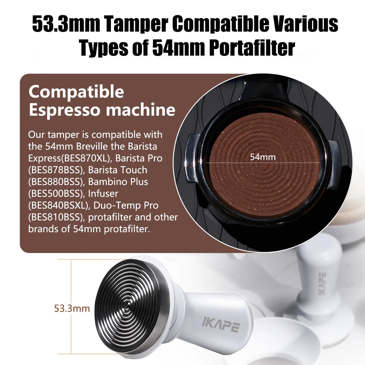 IKAPEPremium Espresso Tamper - Calibrated Spring, Stainless Steel Base