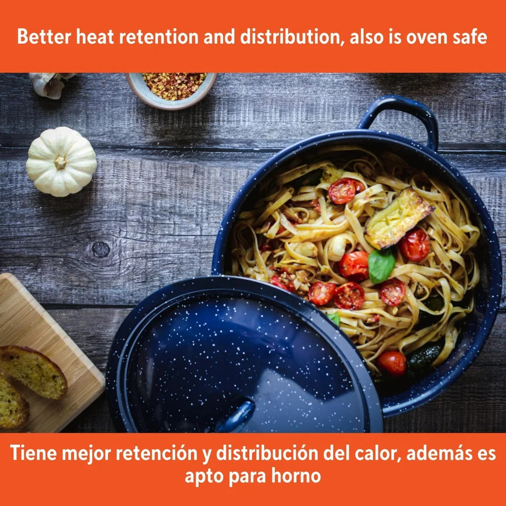 6Qt Enamel Stock Pot: Stylish & Durable Cooking Pot for Family Feasts