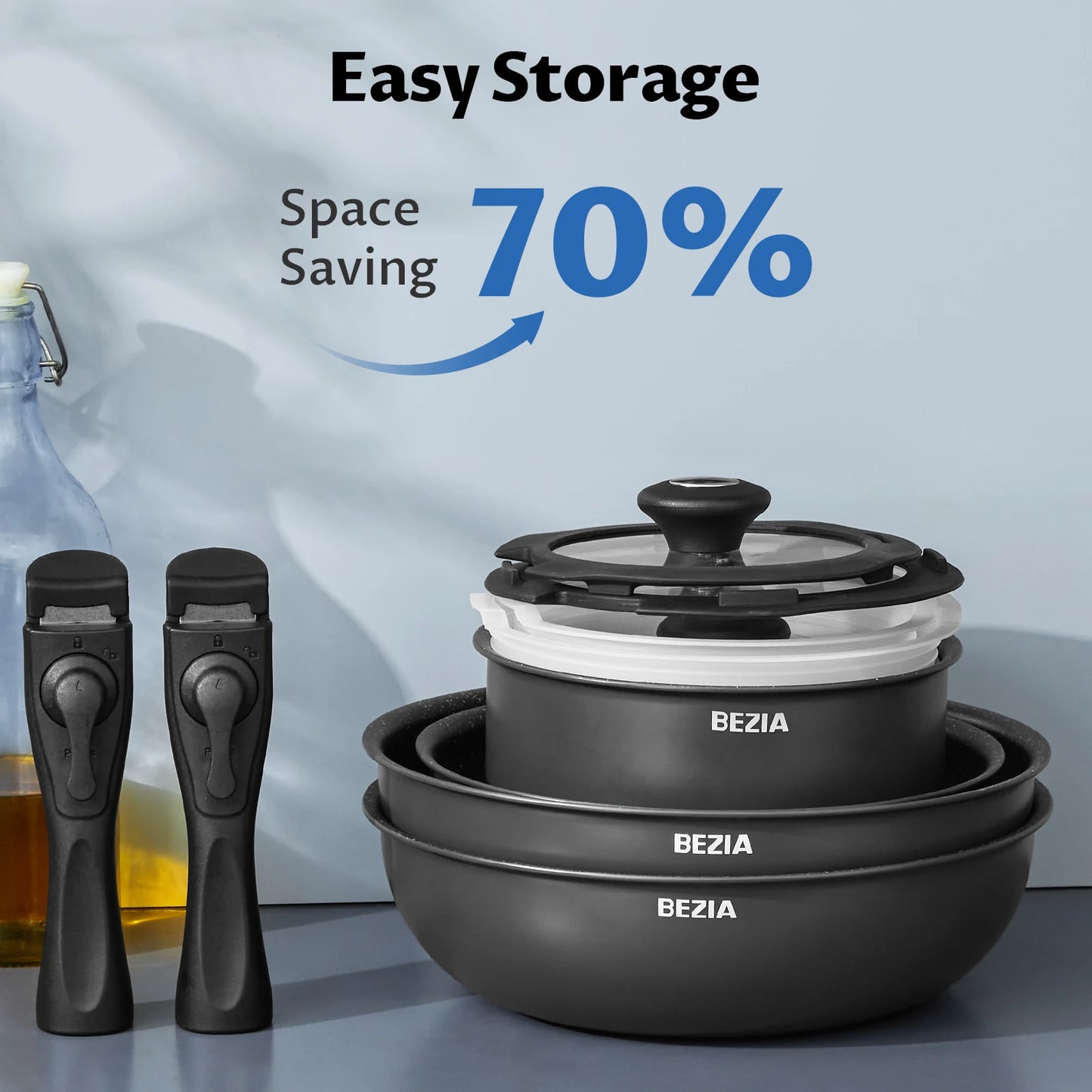 13-Piece Detachable Handle Induction  Cookware Set: Non-Stick Pots & Pans for All Stoves