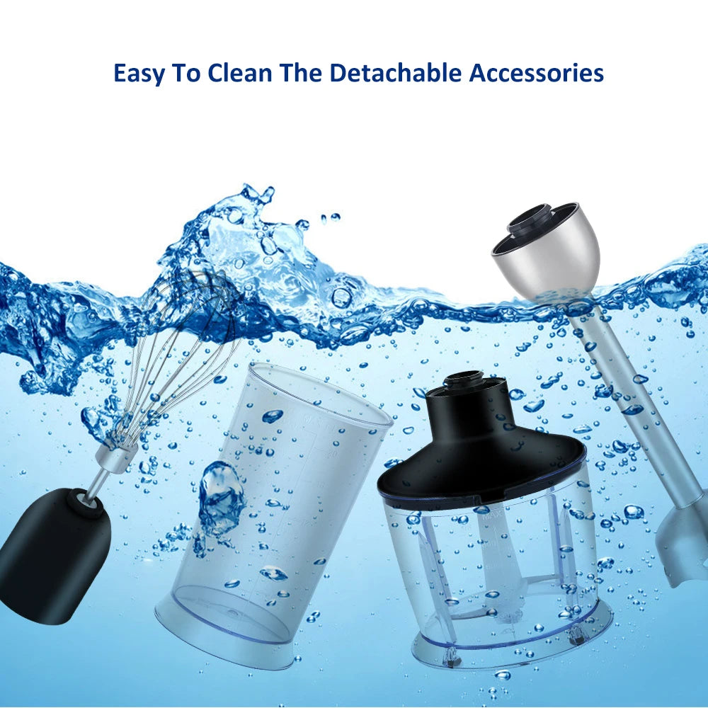 5-in-1 Immersion Blender: Powerful 1200W Hand Blender with Chopper & Whisk