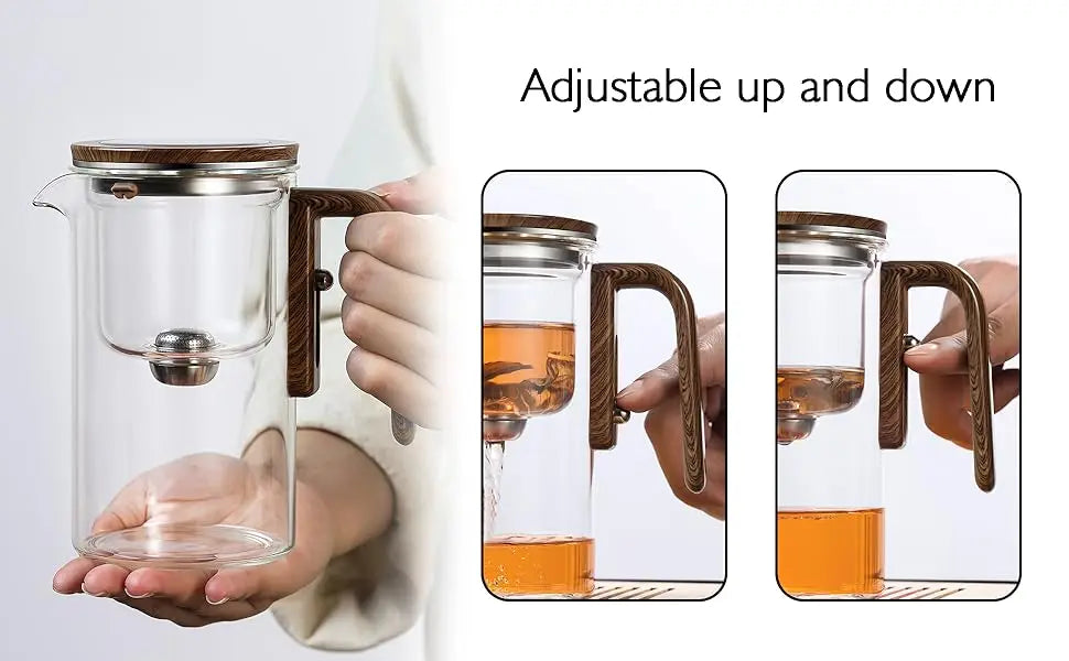 Magnetic Glass Teapot with Wooden Handle - 600ml