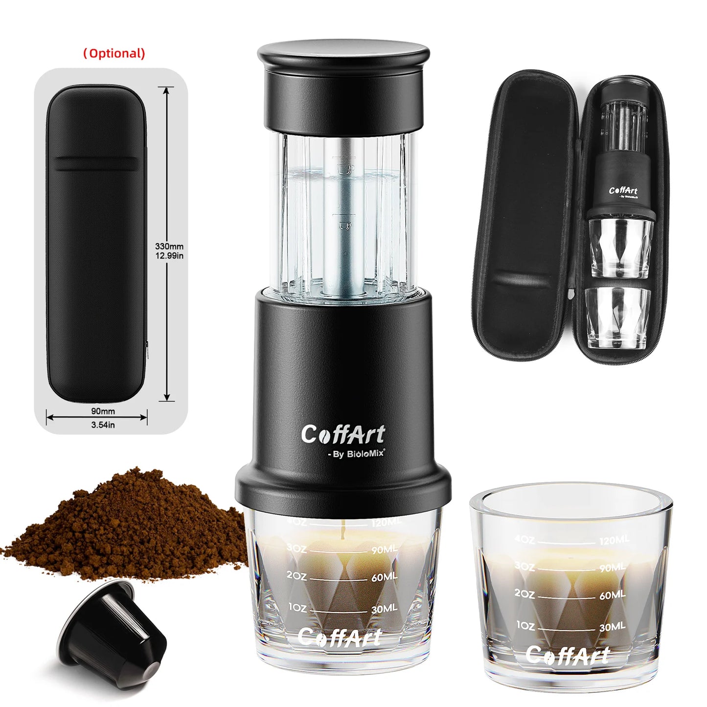 2-in-1 Portable Espresso Maker | Manual Coffee Press for Nespresso Capsules & Ground Coffee - Perfect for Travel & Camping