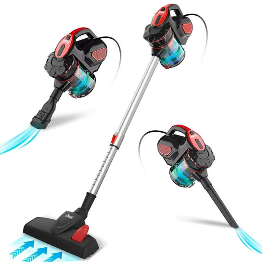 Powerful 600W Corded Vacuum: 18Kpa Suction, 2-in-1 Design
