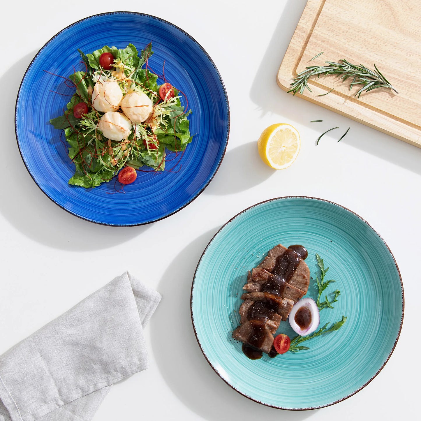 vancasso Bonita Blue 10.4 inch Dinner Plate Set of 6, Handpainted Big Plate Set in Rustic Look, 26.5cm Serving Plate for Dinner/