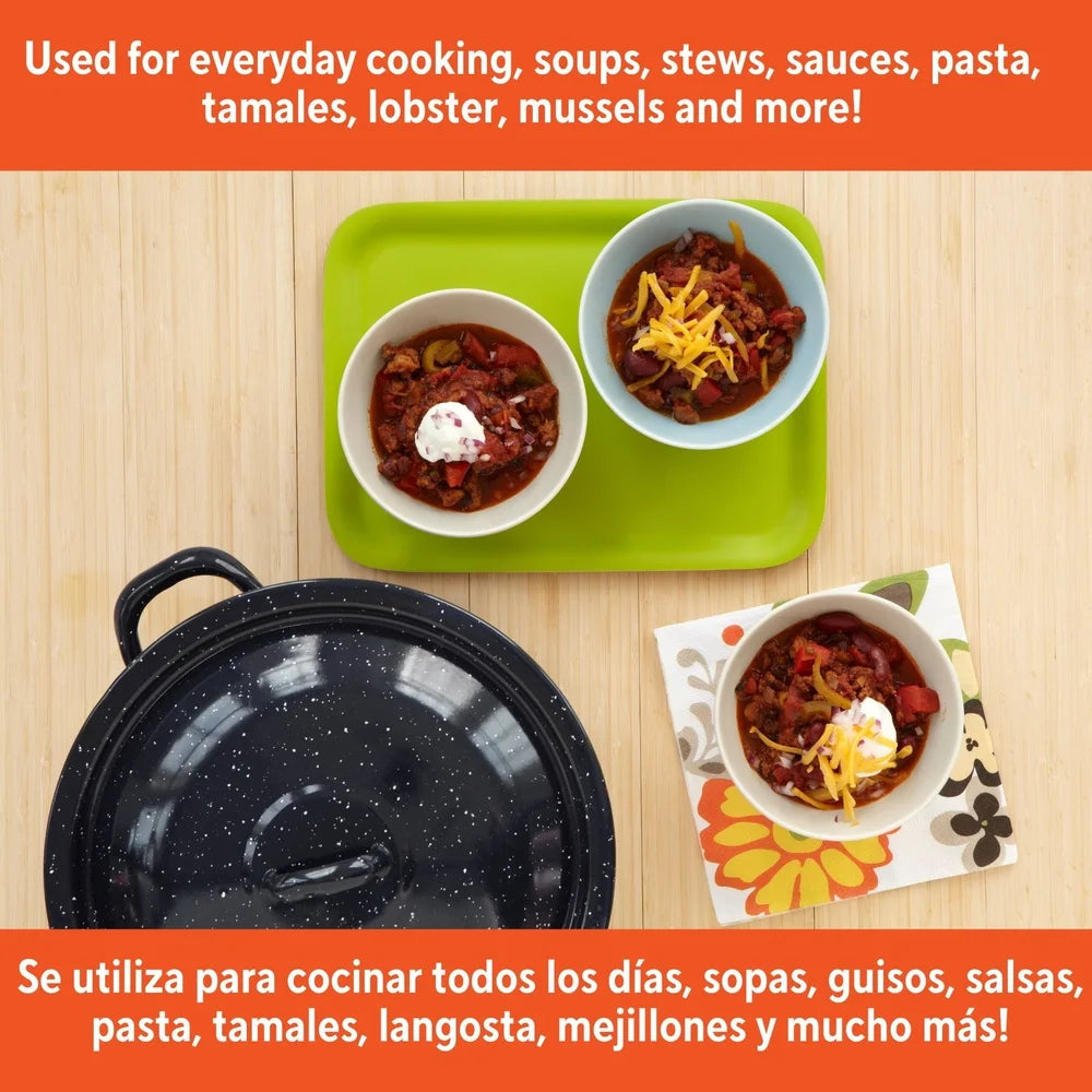 6Qt Enamel Stock Pot: Stylish & Durable Cooking Pot for Family Feasts