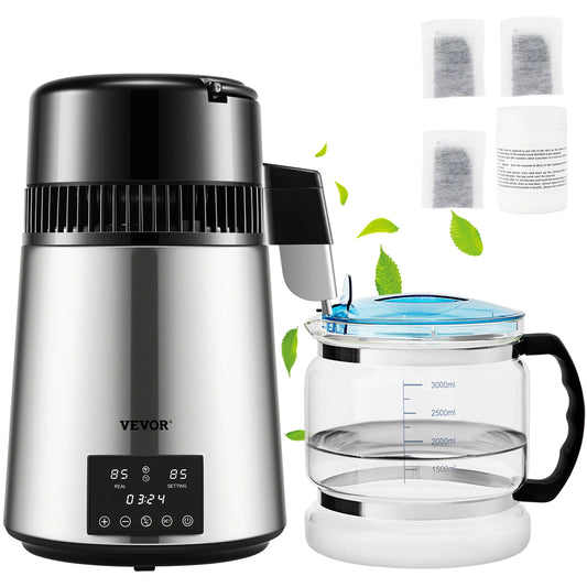 SucceBuy 4L Water Distiller Purifier Filter Dispenser DrinkingBottle Softener Dual Temp Display OverheatProtection HomeAppliance