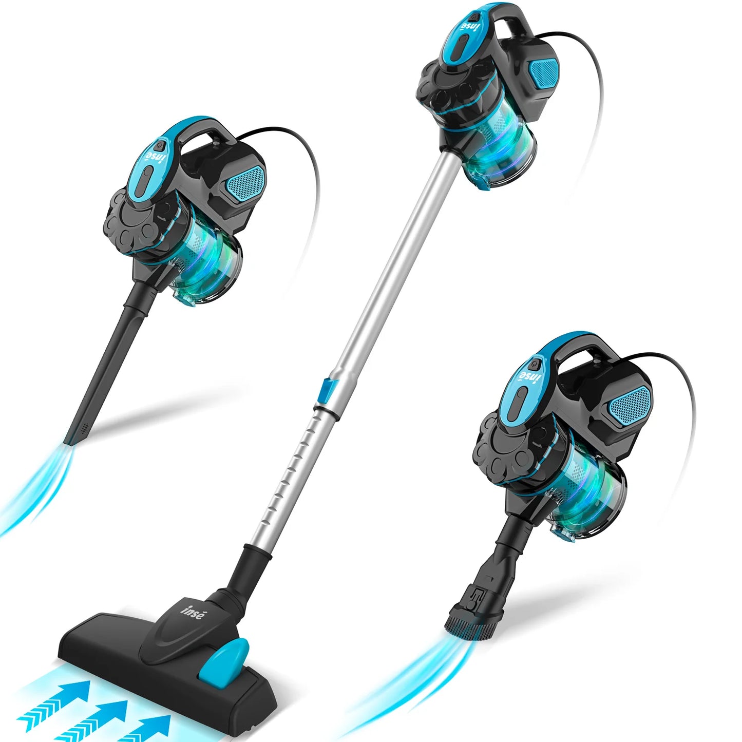 Powerful 600W Corded Vacuum: 18Kpa Suction, 2-in-1 Design