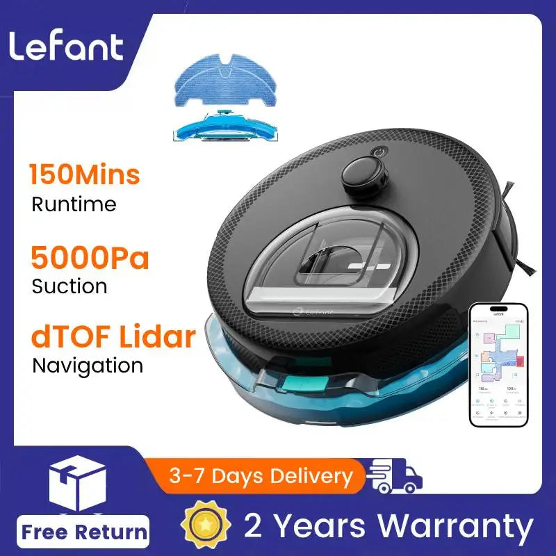 Lefant M330Smart Robot Vacuum Mop: 5000Pa Suction, dTOF LiDAR Navigation