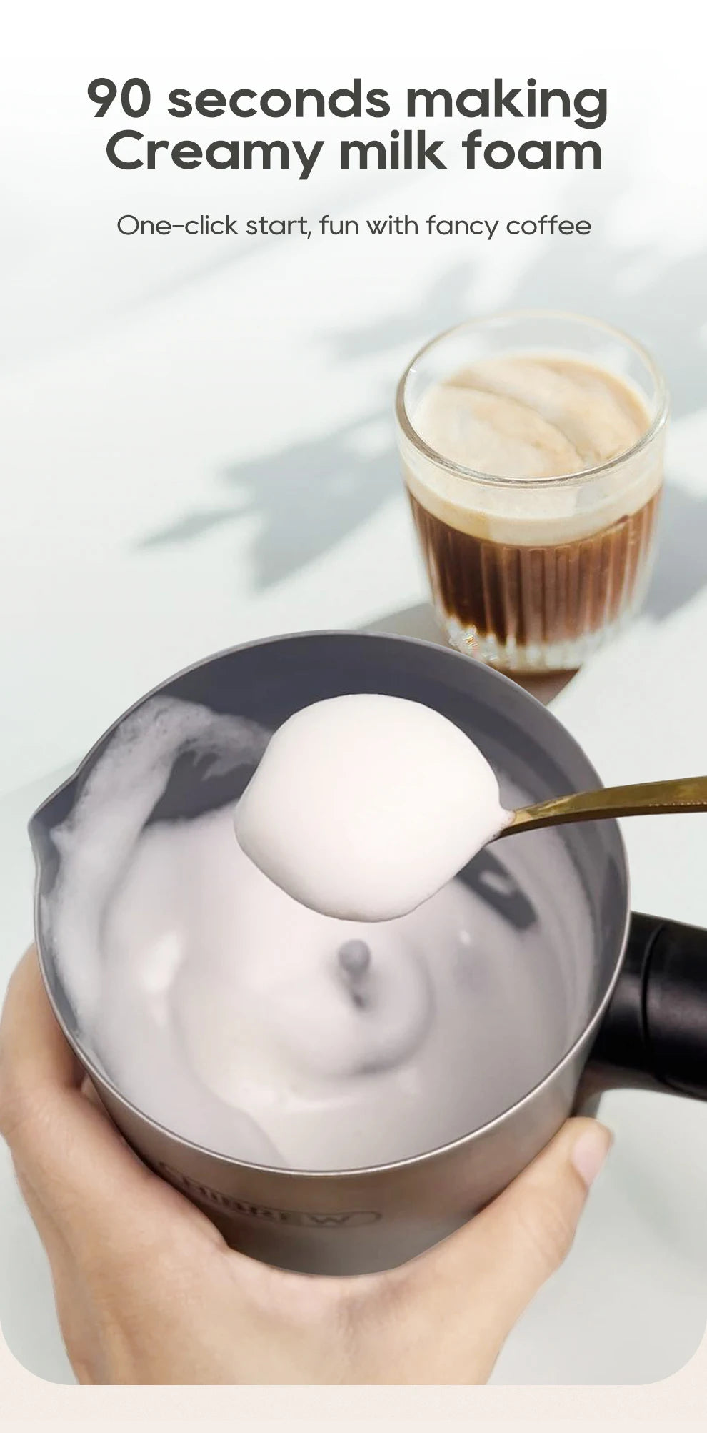 4-in-1 Automatic Milk Frother: Hot & Cold, Latte Perfection