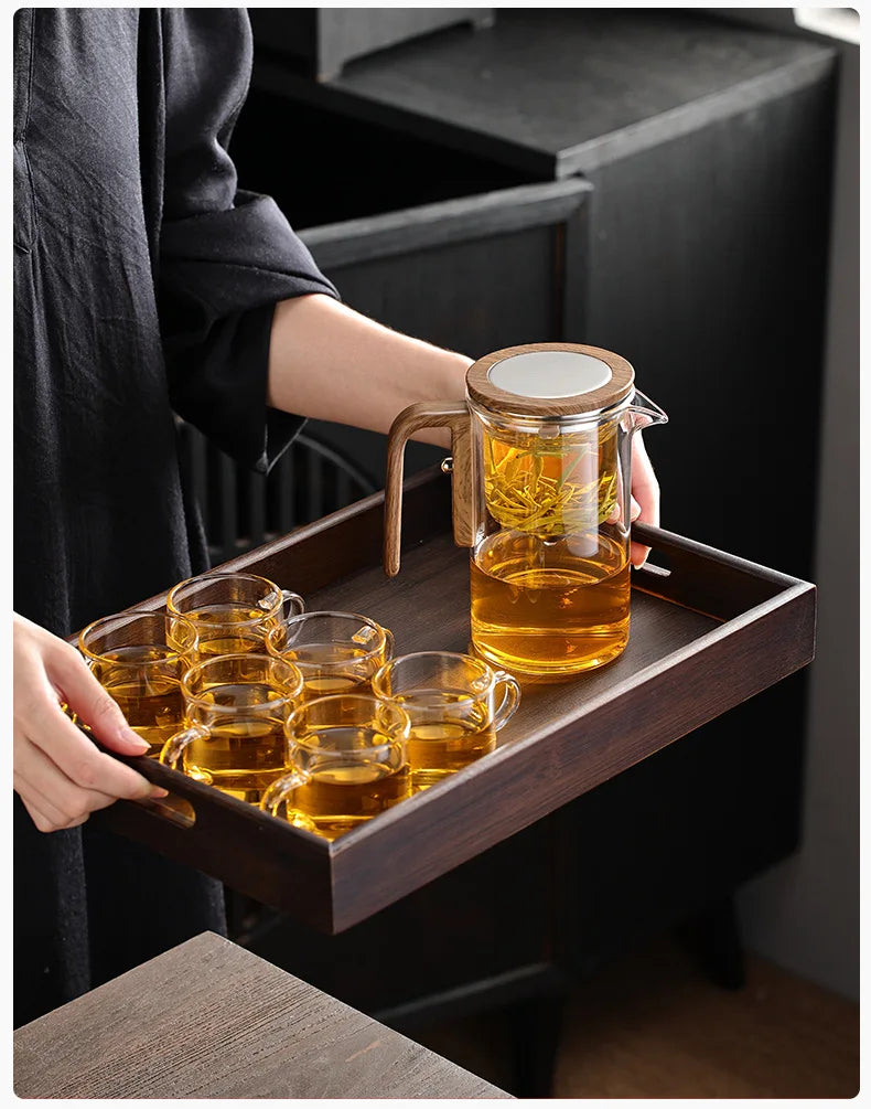 Magnetic Glass Teapot with Wooden Handle - 600ml