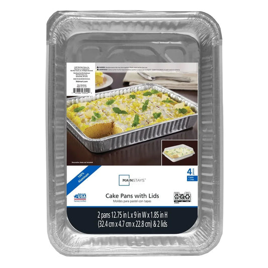 3-Pack Disposable Aluminum Foil Cake Pans with Lids