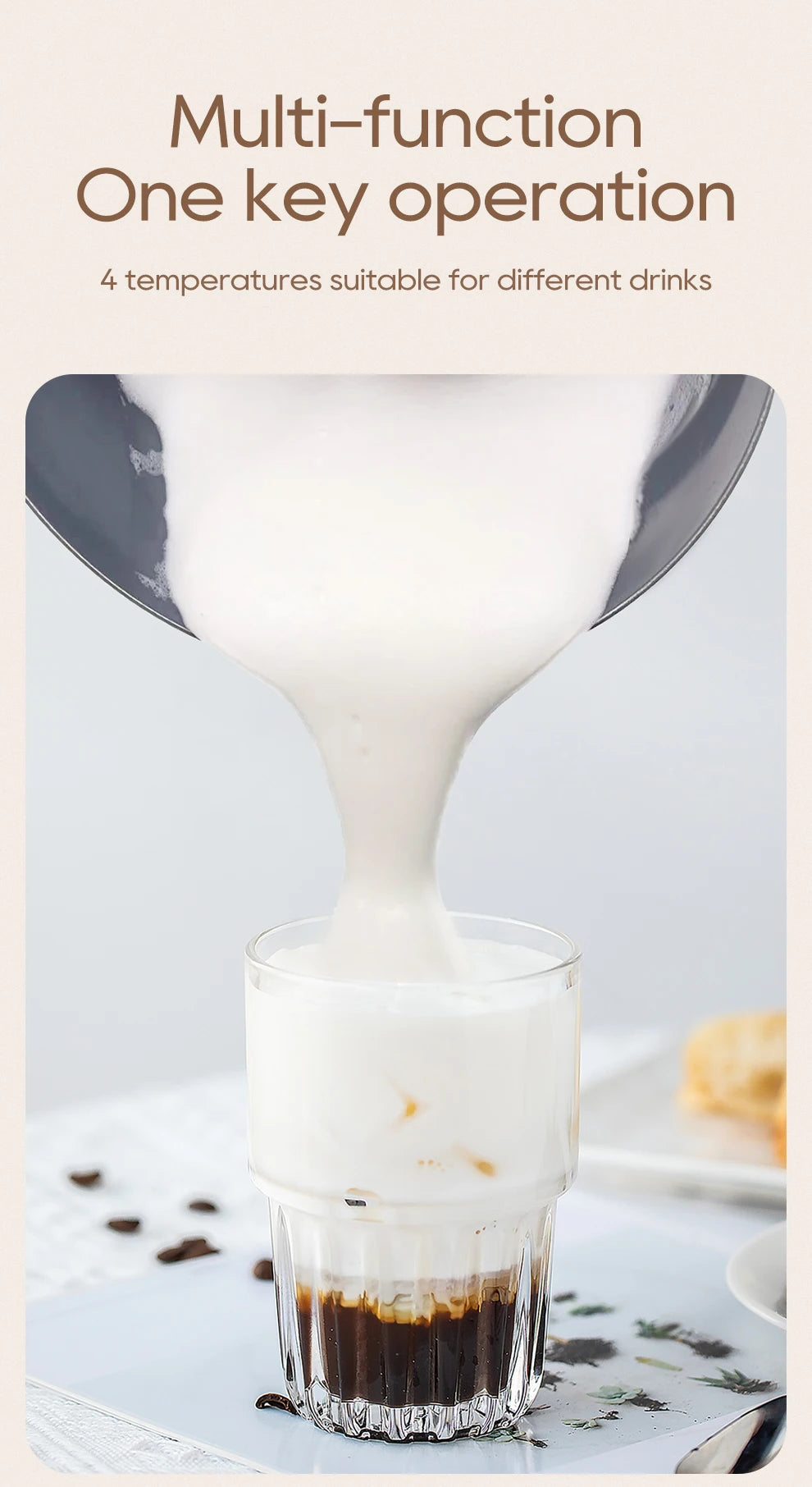4-in-1 Automatic Milk Frother: Hot & Cold, Latte Perfection