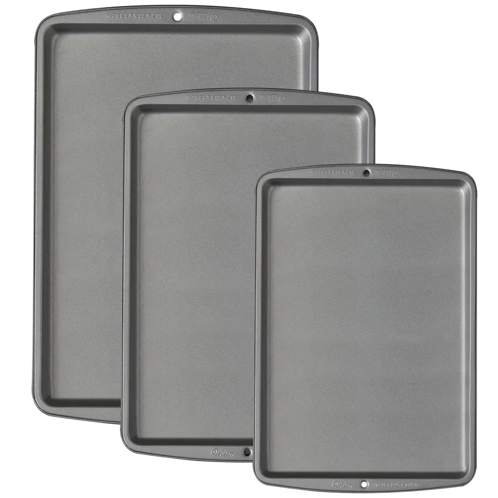 3-Piece Non-Stick Baking Sheet Set: Perfect for Cookies & More!