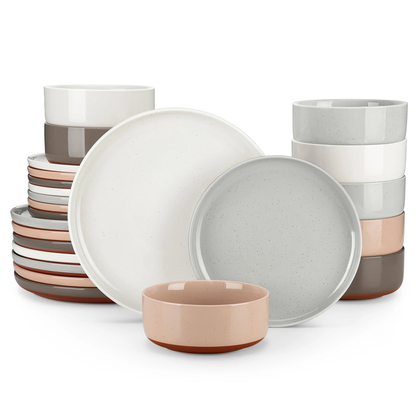 12/24-Piece Elegant Dinnerware Set - Stoneware Plates & Bowls