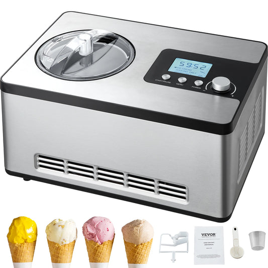 2 Quart Automatic Ice Cream Maker with Compressor | Make Gelato, Sorbet & Frozen Yogurt in 1 Hour - No Pre-Freezing!
