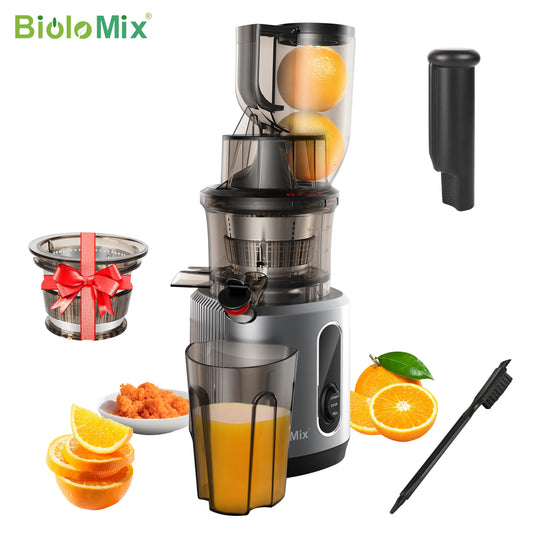 BioloMix Slow Masticating Juicer – Powerful 200W, 75mm Wide Feed Chute, Easy Clean, Ice Cream Maker