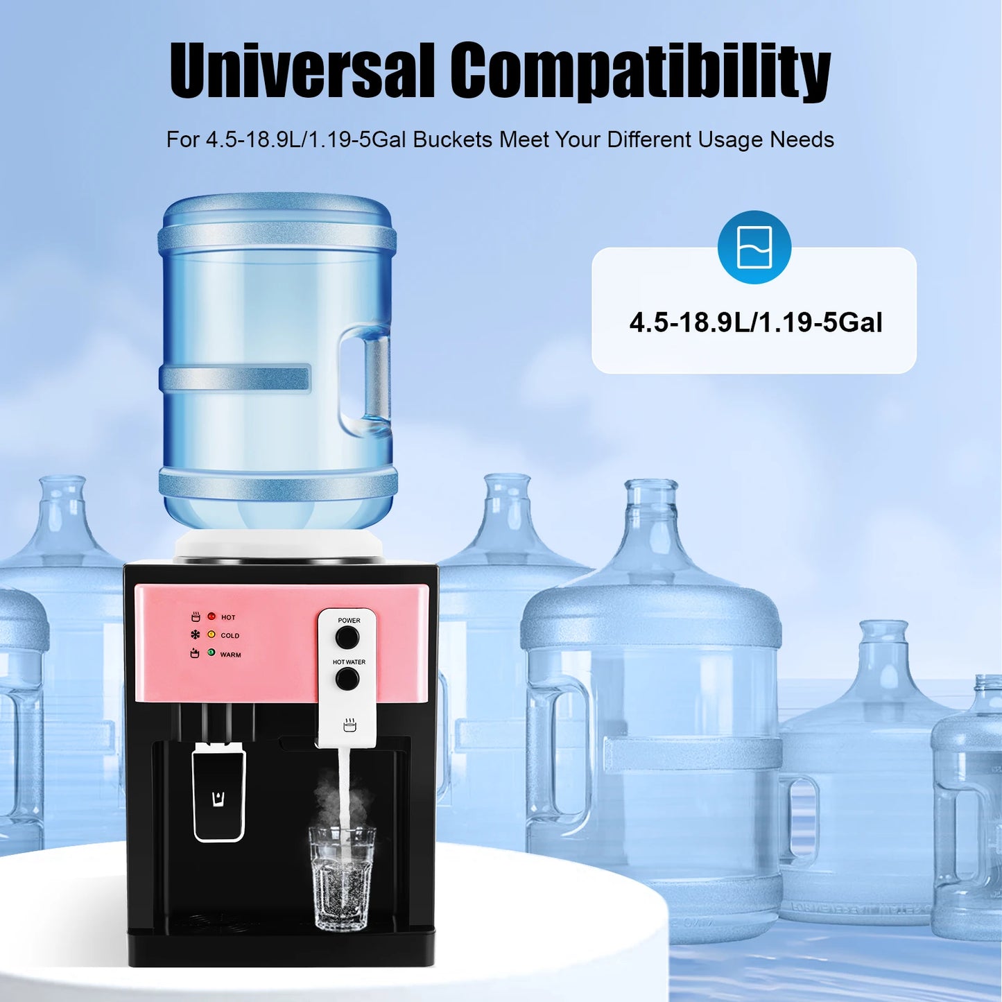 Compact Hot & Cold Water Dispenser - Desktop Water Cooler for Home & Office