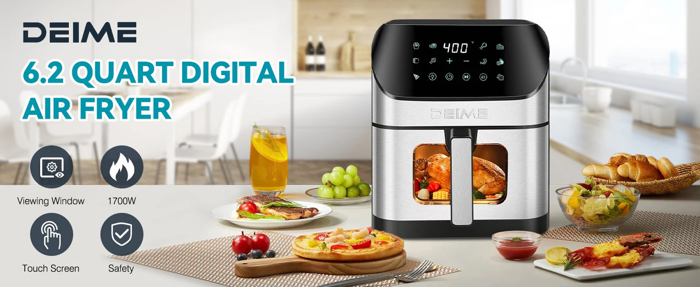 6.2QT Digital Air Fryer Oven: 10-in-1 Touchscreen Cooker