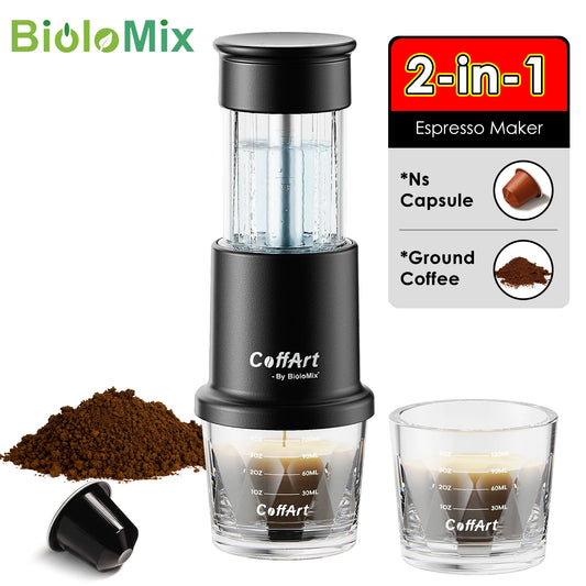 2-in-1 Portable Espresso Maker | Manual Coffee Press for Nespresso Capsules & Ground Coffee - Perfect for Travel & Camping
