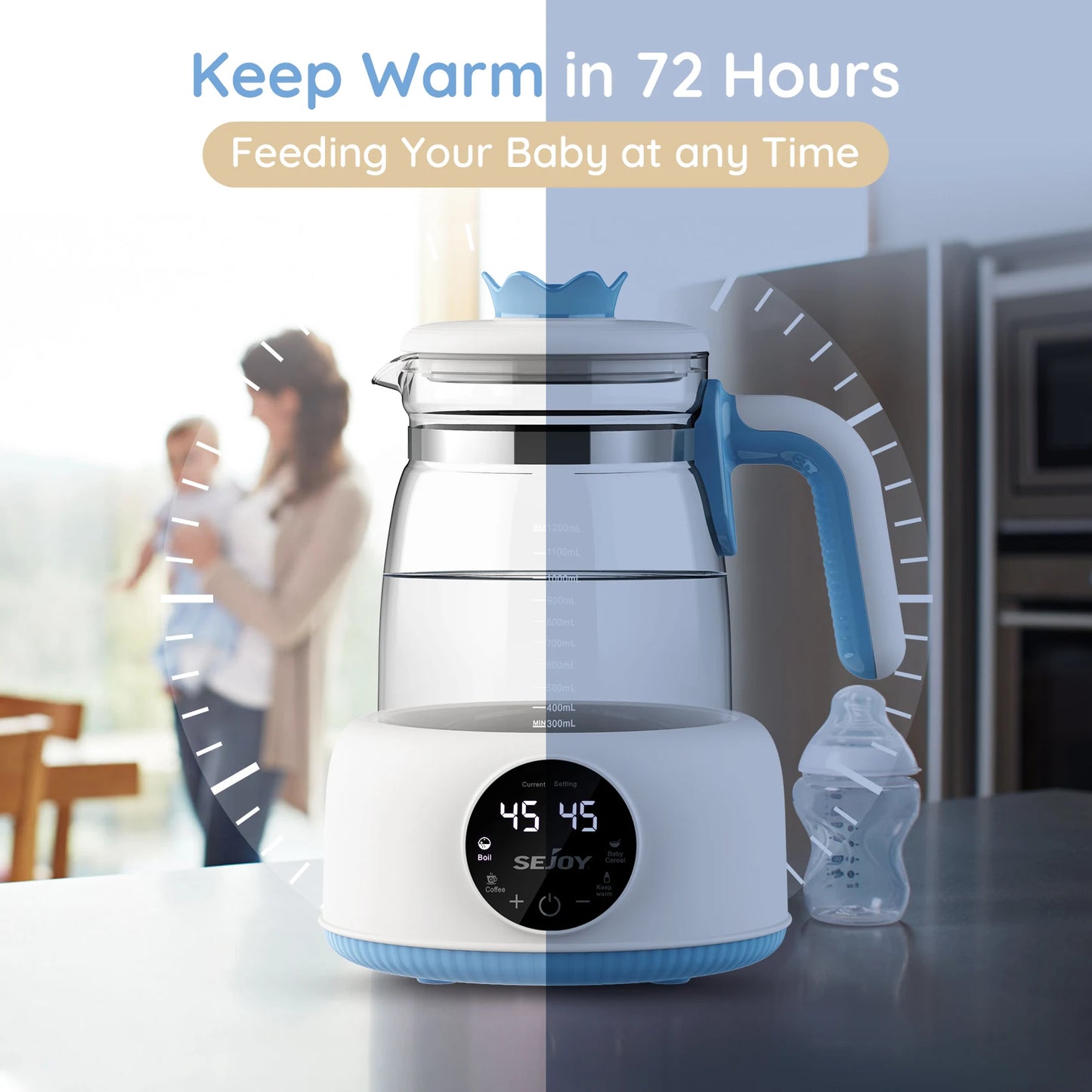 Smart Baby Bottle Warmer: Precise Temp Control & 72-Hour Warmth