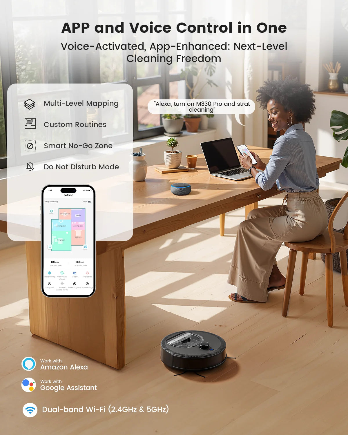 Lefant M330Smart Robot Vacuum Mop: 5000Pa Suction, dTOF LiDAR Navigation
