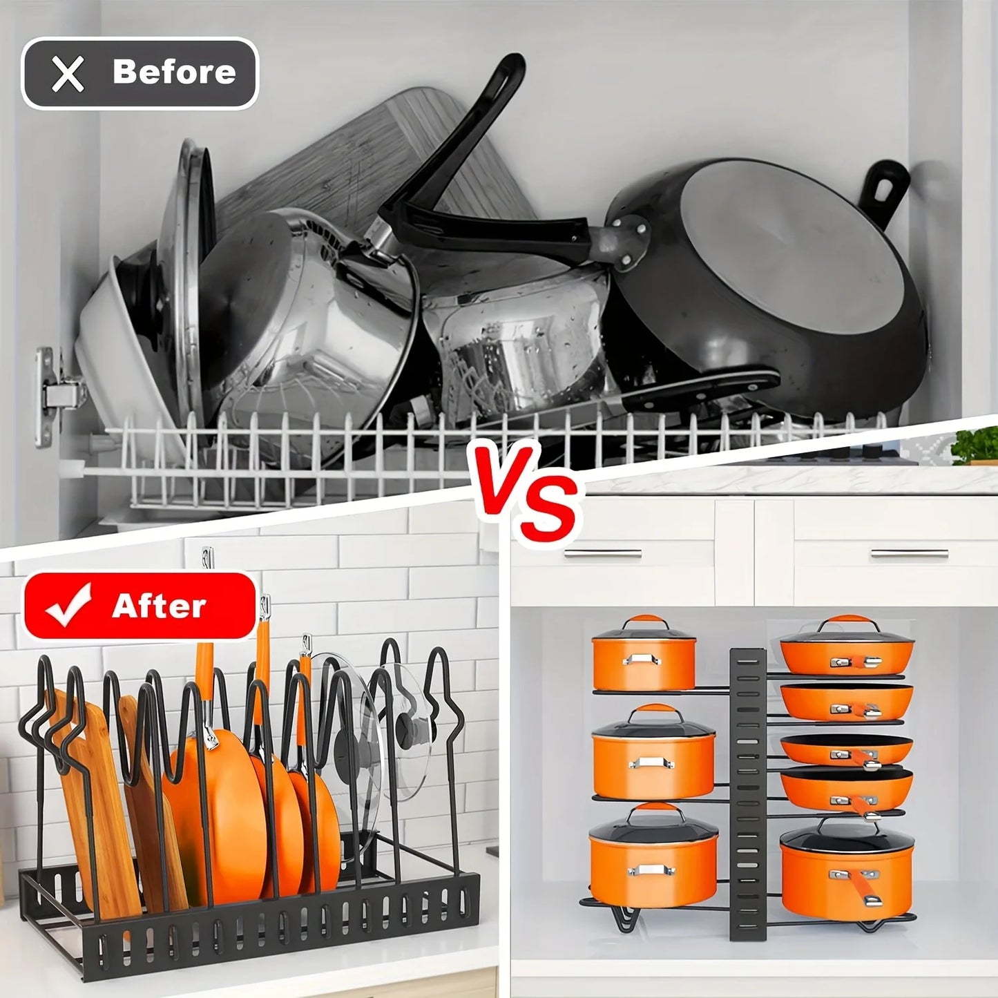 Kitchen Savior: 2-Pack Adjustable Pot & Lid Organizer