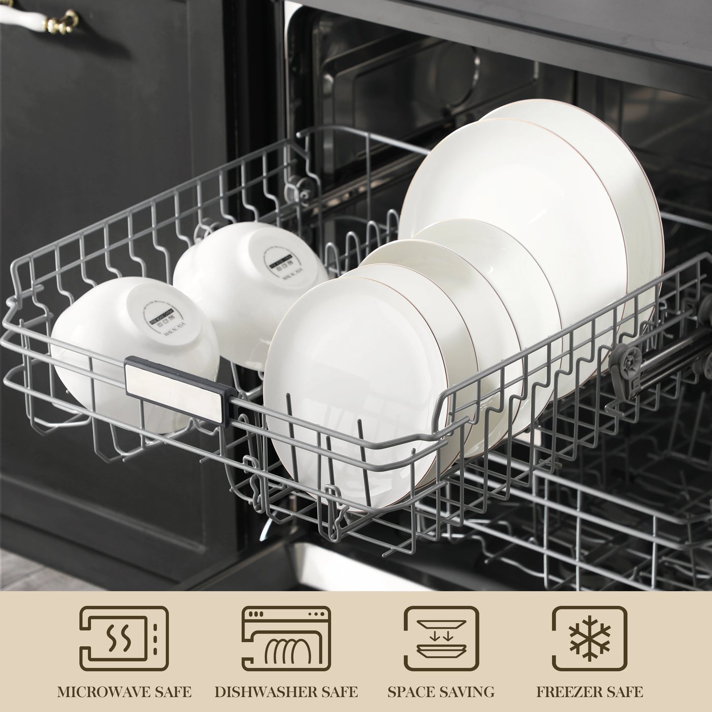 Elegant 16/32-Piece Dinnerware Set - Gold Rimmed White Porcelain