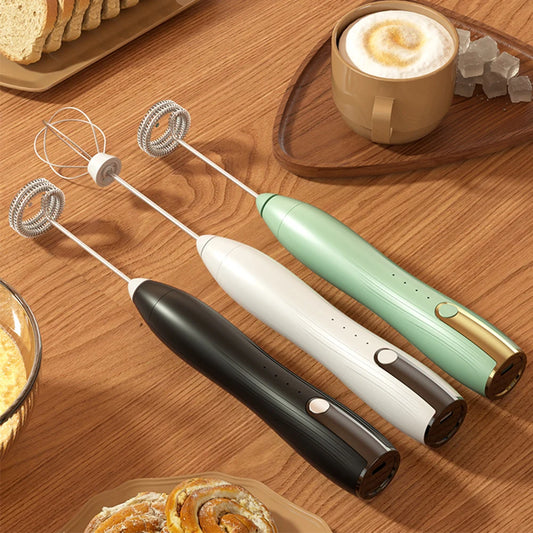 Mini Electric Milk Frother - 3 Speeds, USB Rechargeable, 14000 RPM