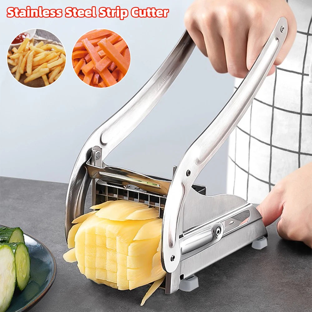 3-in-1 Manual French Fry Cutter: Potato, Veggie, & Fruit Slicer