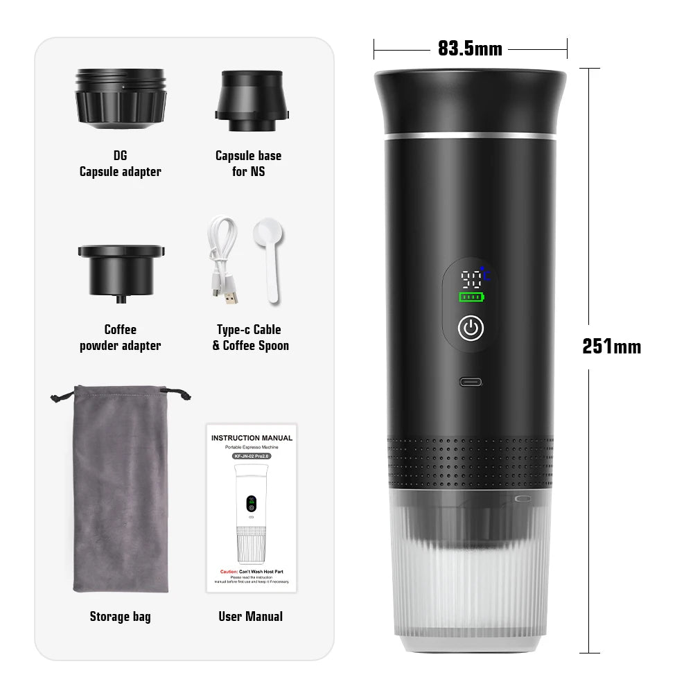 Portable Espresso Maker: 20 Bar Pressure, 3-in-1 Coffee Machine