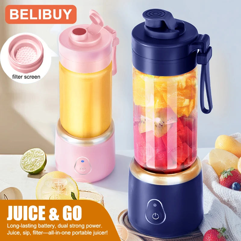 Portable Smoothie Blender: 600ML USB Rechargeable Juice Maker