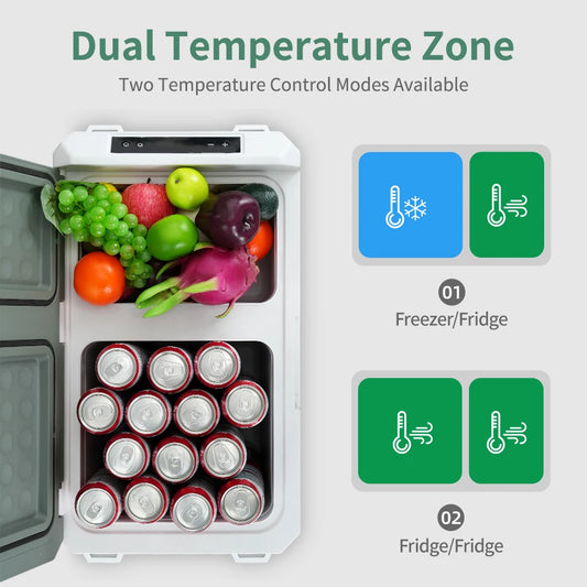 Alpicool QX Series Dual Zone Portable Refrigerator | Fast-Cooling 12V Car Freezer for Camping & RV (25L/30L/40L)