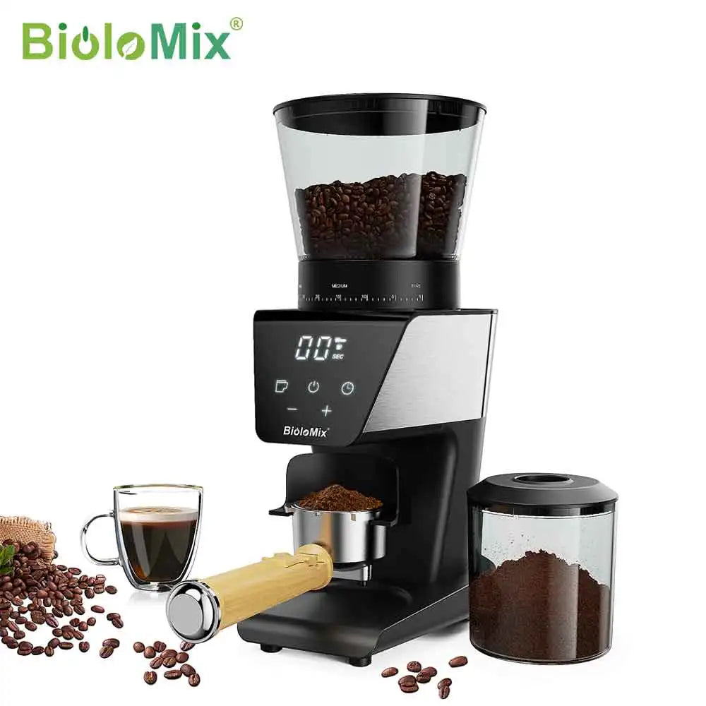 BioloMix Automatic Burr Mill Electric Coffee Grinder with 30 Gears for Espresso American Coffee