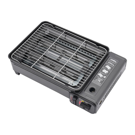 Portable 2-Burner Camping Stove with Grill – Foldable & Lightweight for Outdoor Cooking