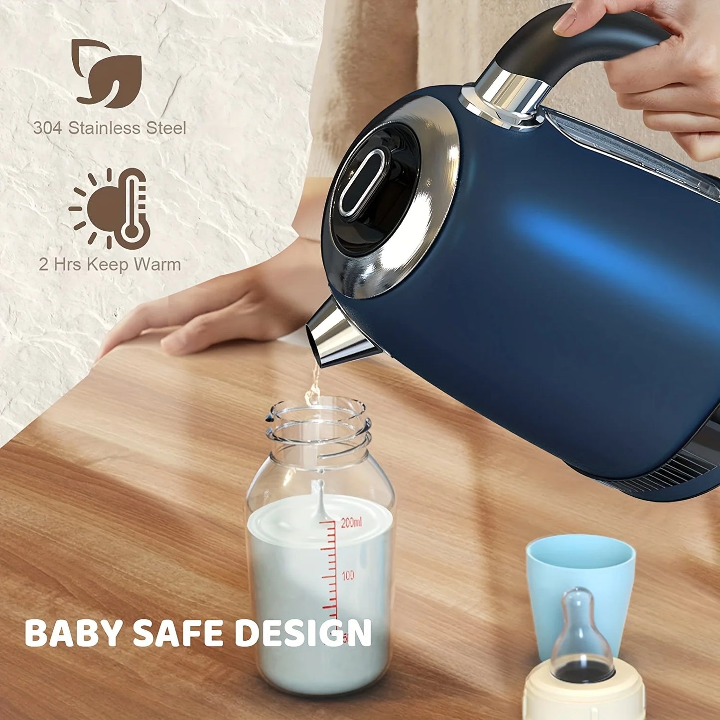 1.7L Electric Kettle: 7 Temp Settings, LED Display, Fast Boil