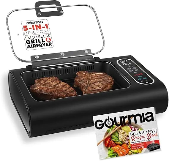 Gourmia5-in-1 Smokeless Grill & Air Fryer: Indoor Grilling Perfection