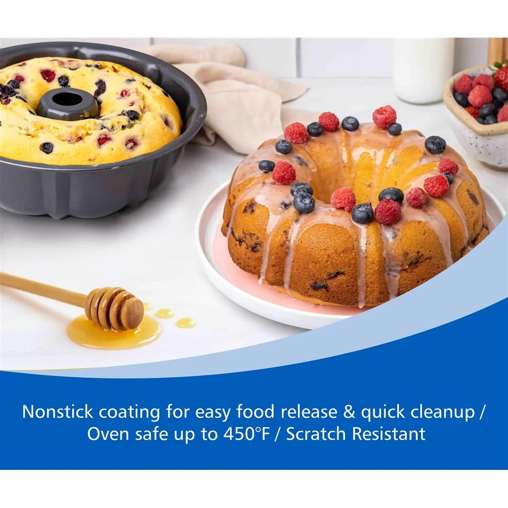 10" Fluted Carbon Steel Cake Pan - Non-Stick Baking Perfection