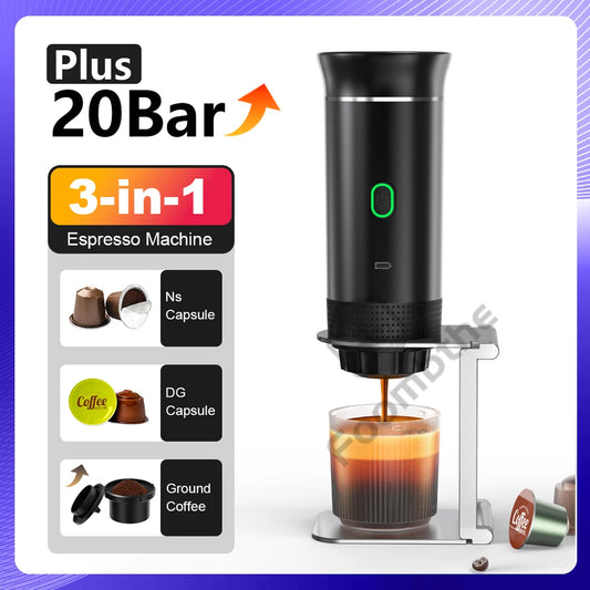 Portable Espresso Maker: 20 Bar Pressure, 3-in-1 Coffee Machine