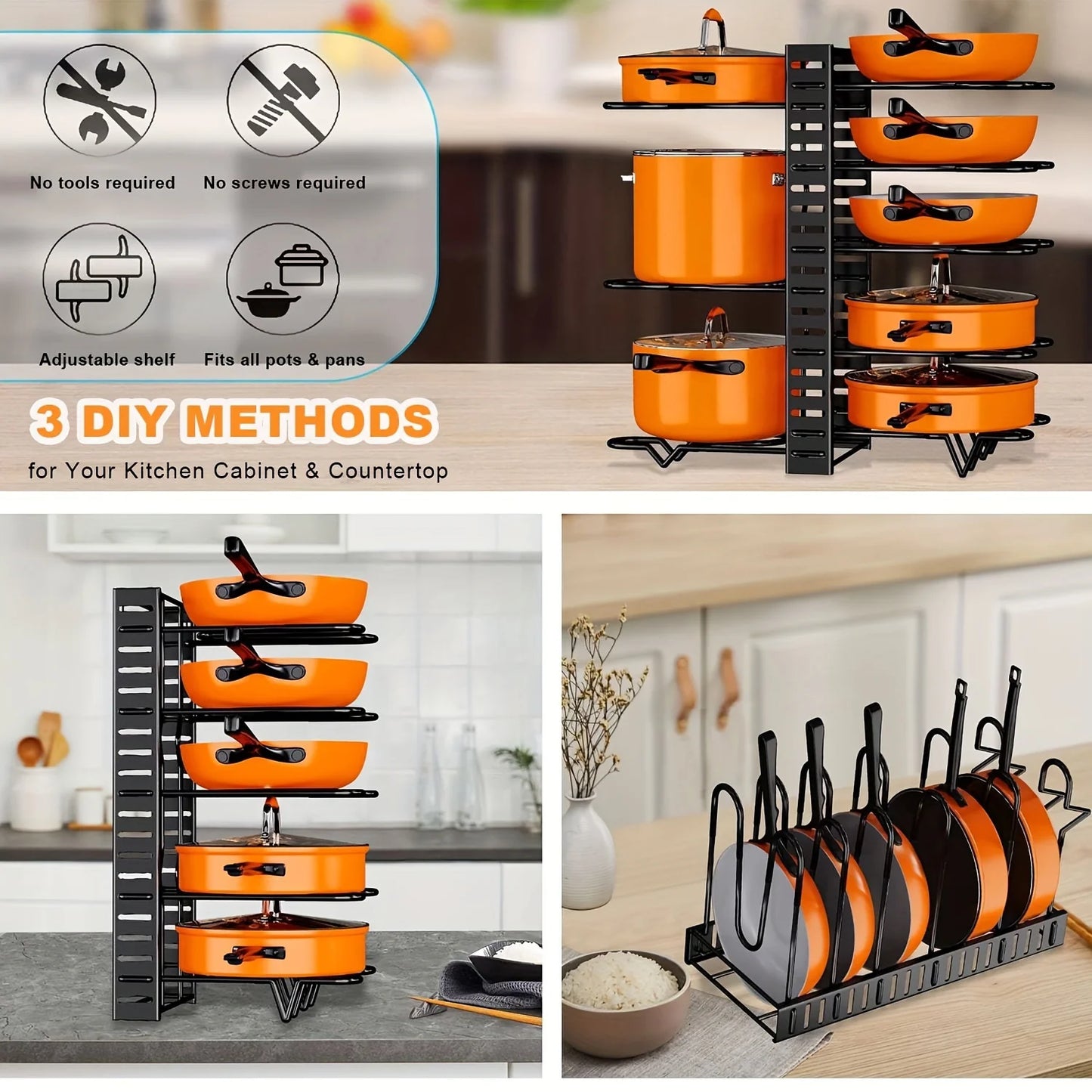 Kitchen Savior: 2-Pack Adjustable Pot & Lid Organizer