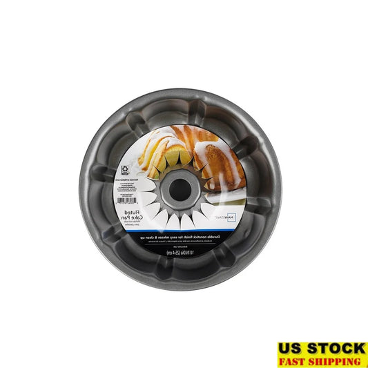 10" Fluted Carbon Steel Cake Pan - Non-Stick Baking Perfection