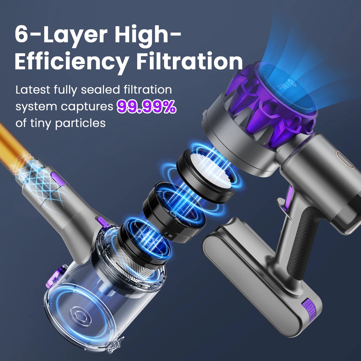 40,000Pa Cordless Vacuum Cleaner with 55-Min Runtime & LED Display