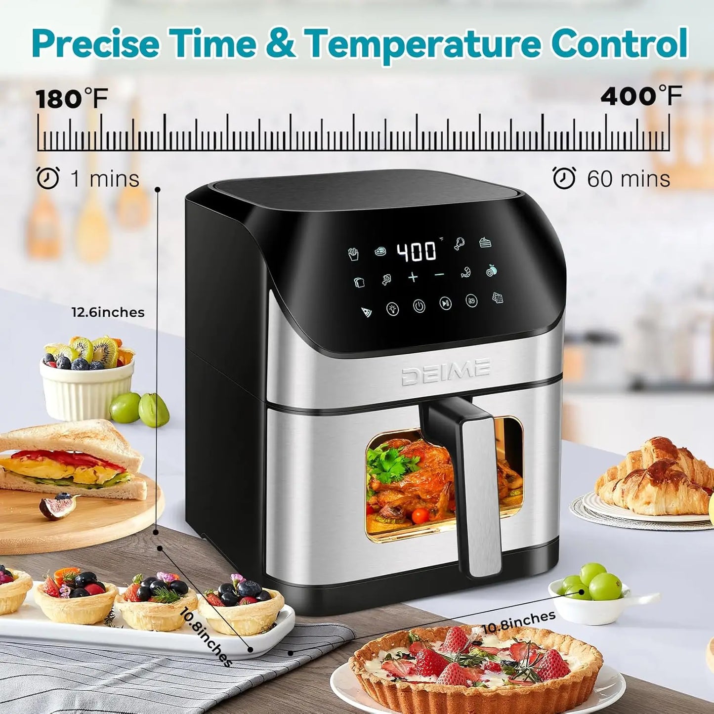 6.2QT Digital Air Fryer Oven: 10-in-1 Touchscreen Cooker