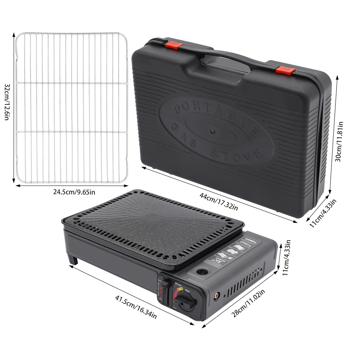 Portable 2-Burner Camping Stove with Grill – Foldable & Lightweight for Outdoor Cooking